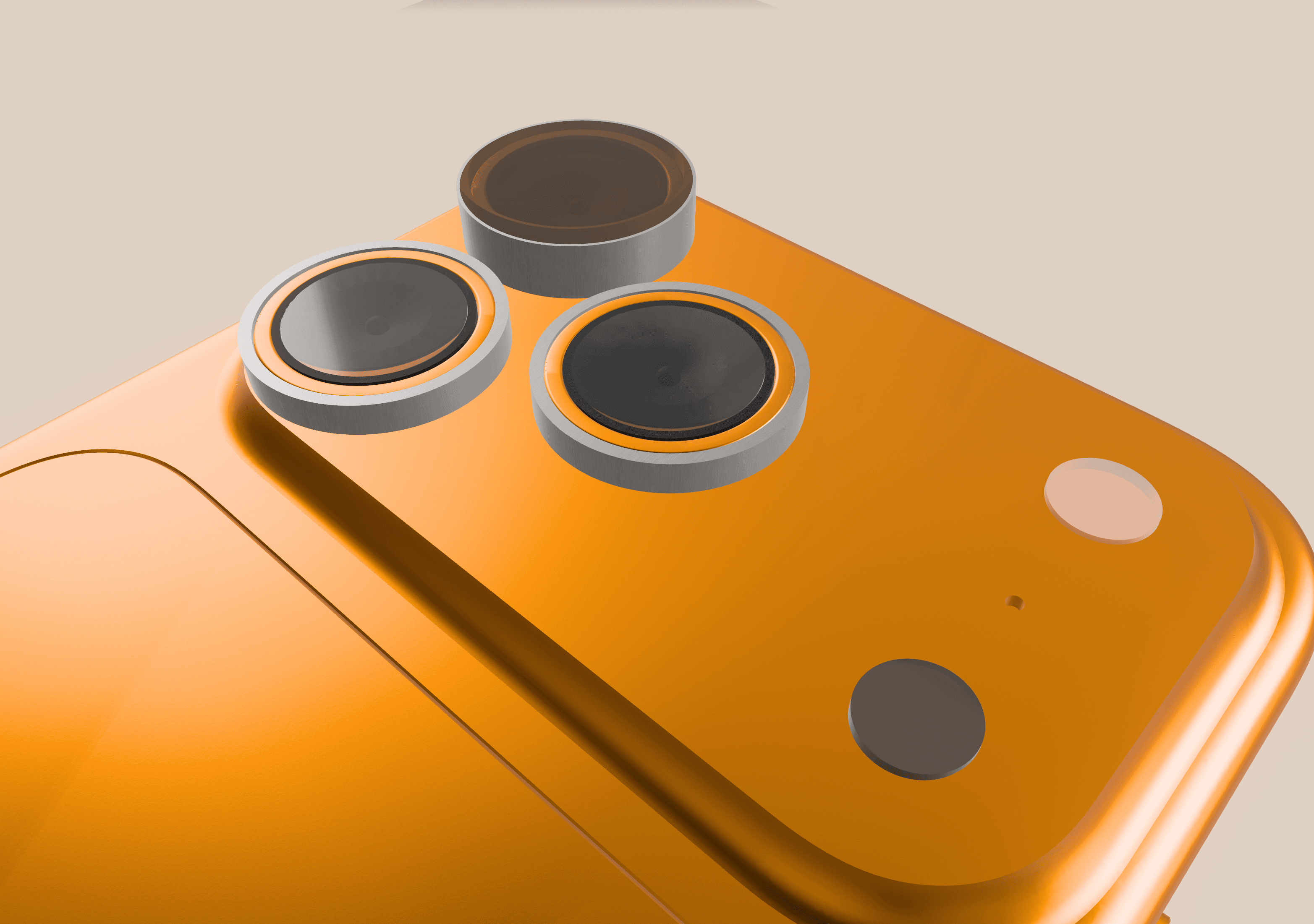 Close-up of the iPhone camera module with a MiLens filter seated over one lens.
